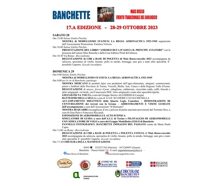 EVENTO TRADIZIONALE DEL BIOLOGICO. PIGNOLETTO ROSSO DI BANCHETTE - 17ª EDIZIONE
