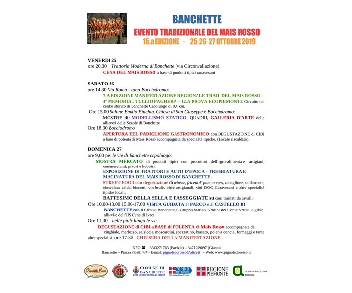 EVENTO TRADIZIONALE DEL MAIS ROSSO DI BANCHETTE - 15ª EDIZIONE