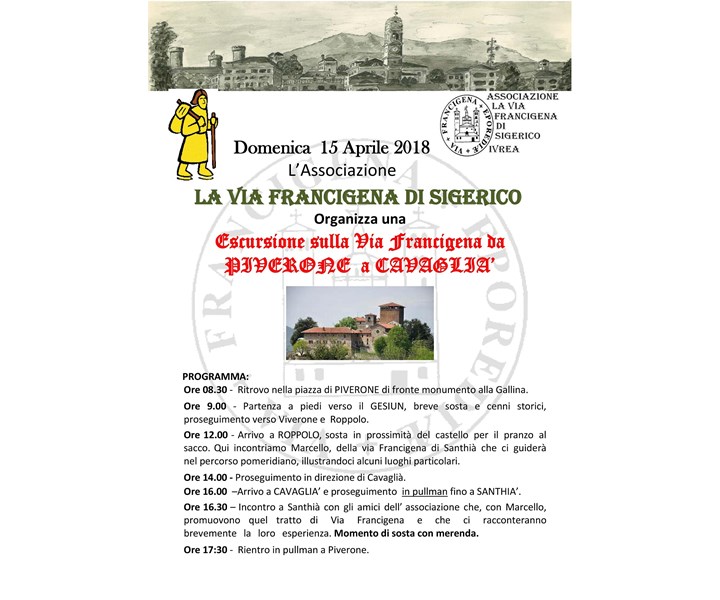 ESCURSIONE SULLA VIA FRANCIGENA DA PIVERONE A CAVAGLIA'