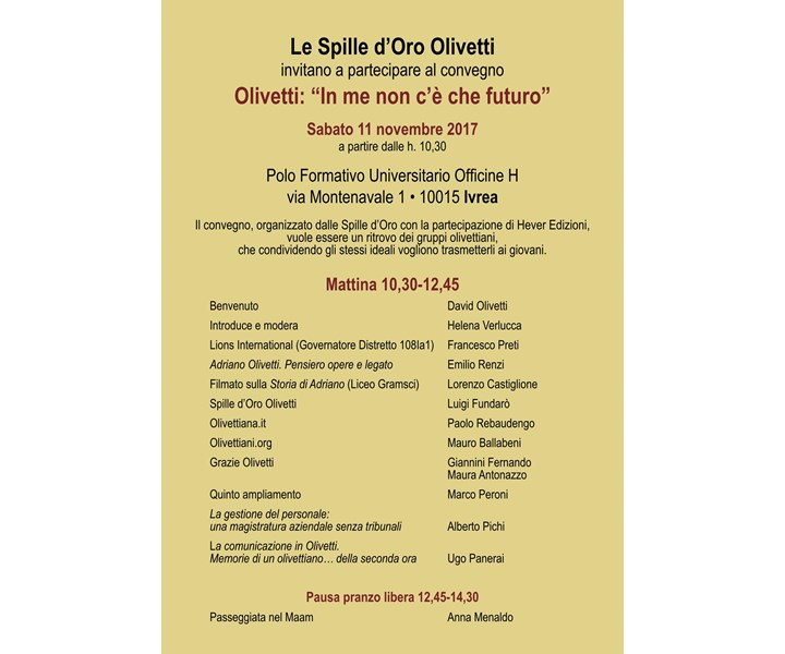 OLIVETTI: “IN ME NON C’È CHE FUTURO”