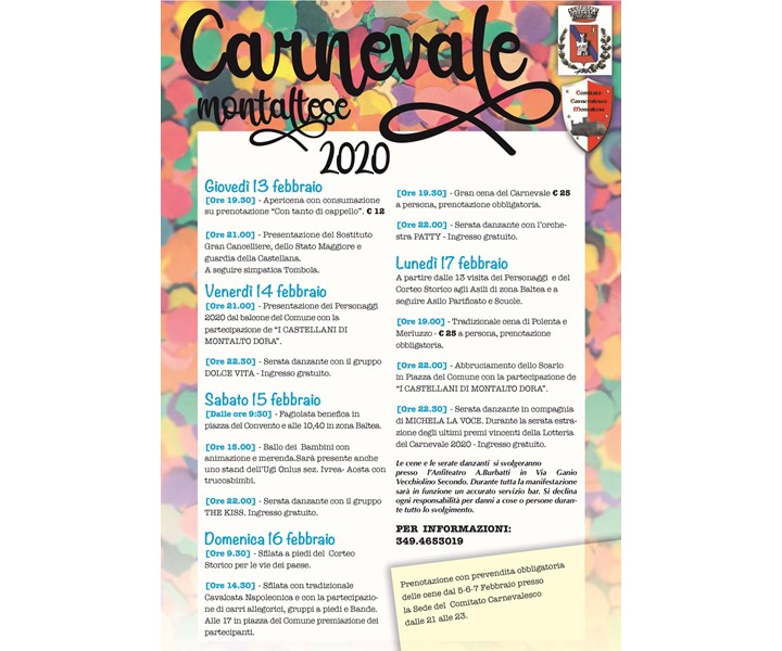 CARNEVALE STORICO DI MONTALTO DORA 2020