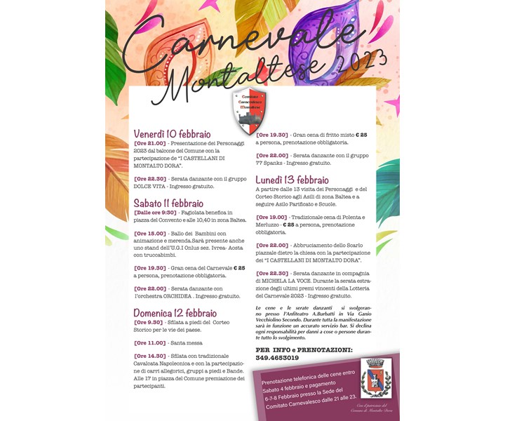 CARNEVALE STORICO DI MONTALTO DORA 2023