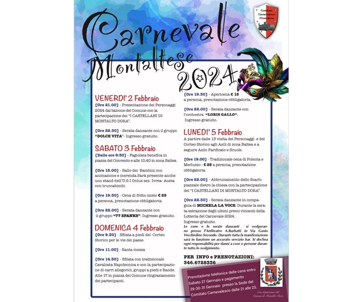CARNEVALE STORICO DI MONTALTO DORA 2024