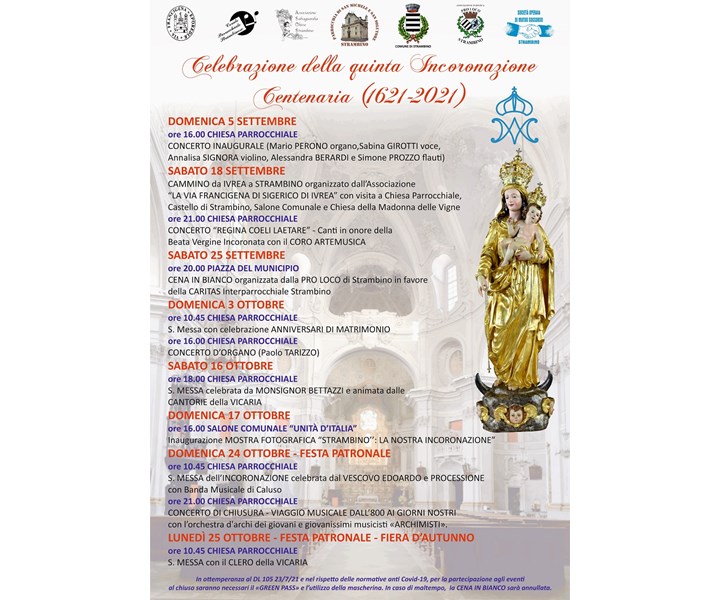 CELEBRAZIONE DELLA QUINTA INCORONAZIONE CENTENARIA DELLA MADONNA DEL ROSARIO DI STRAMBINO (1621 - 2021)