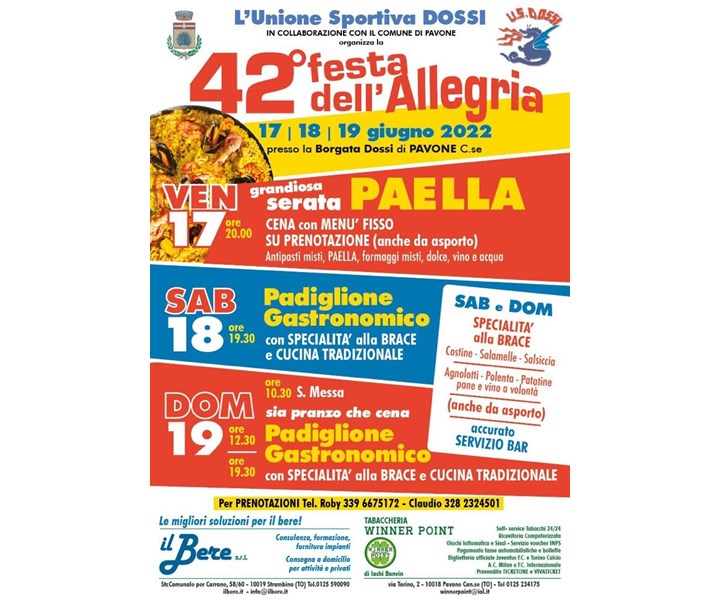 42ª FESTA DELL'ALLEGRIA A PAVONE CANAVESE