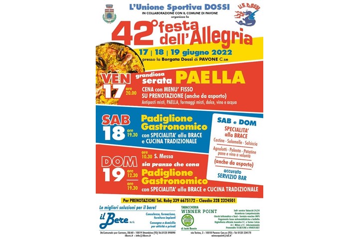 42ª FESTA DELL'ALLEGRIA A PAVONE CANAVESE